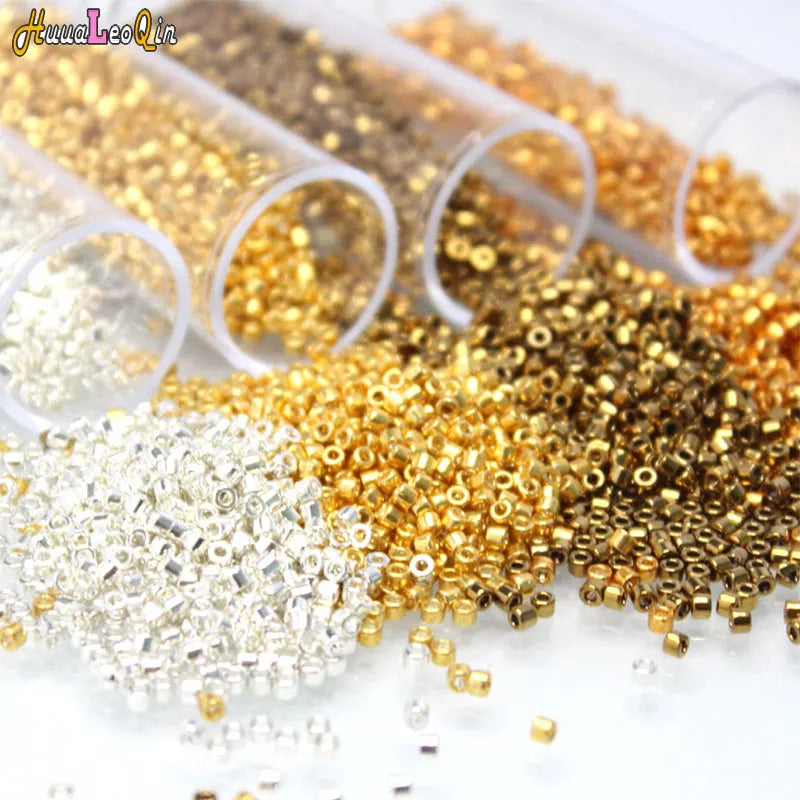 2000pcs 11/0 1.3*1.6mm Generic Metallic Color Glass Beads Japanese Uniform Loose Spacer Seed Beads for Jewelry Making DIY Sewing