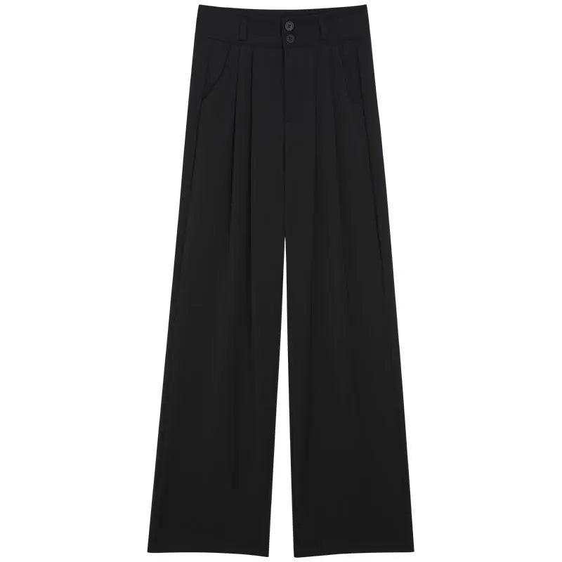 2024 New White Suits Pants Women: High Waisted Wide Leg Fashion Straight Baggy Pants Drooping Style Black Trousers Women