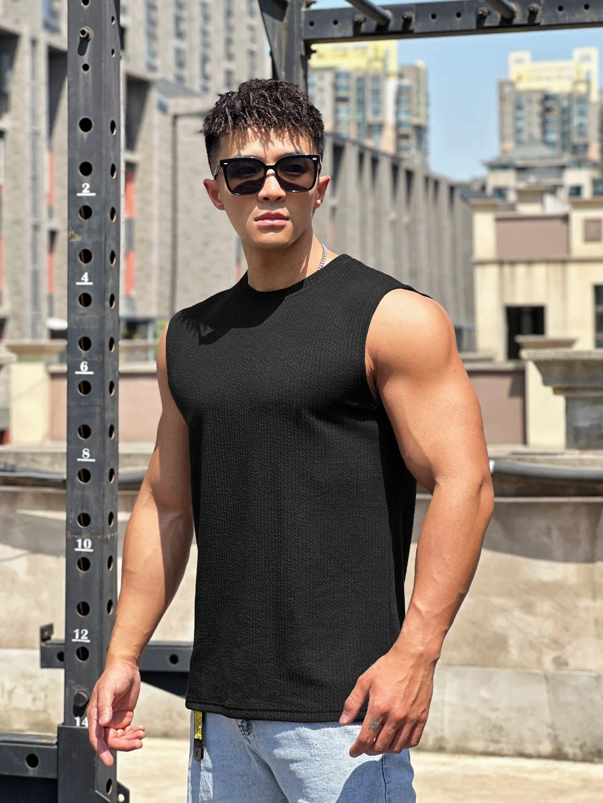 2024 Summer Fashion New O-neck Breathable Quick Drying Gym Tank Top Men Sleeveless Shirt Running Exercise Undershirt Vest