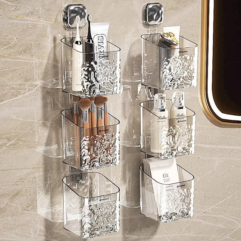 Transform Your Bathroom Oasis: Chic Glacier Pattern No-Punch Shower Caddy & Organizer