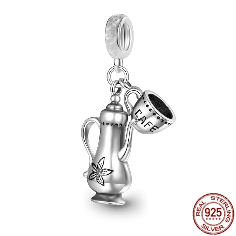 925 Sterling Silver Firefly Balloon Bubble Tea & Teddy Dangle Bear Charm Bead Fit Original Pandora Bracelet DIY Jewelry Gift