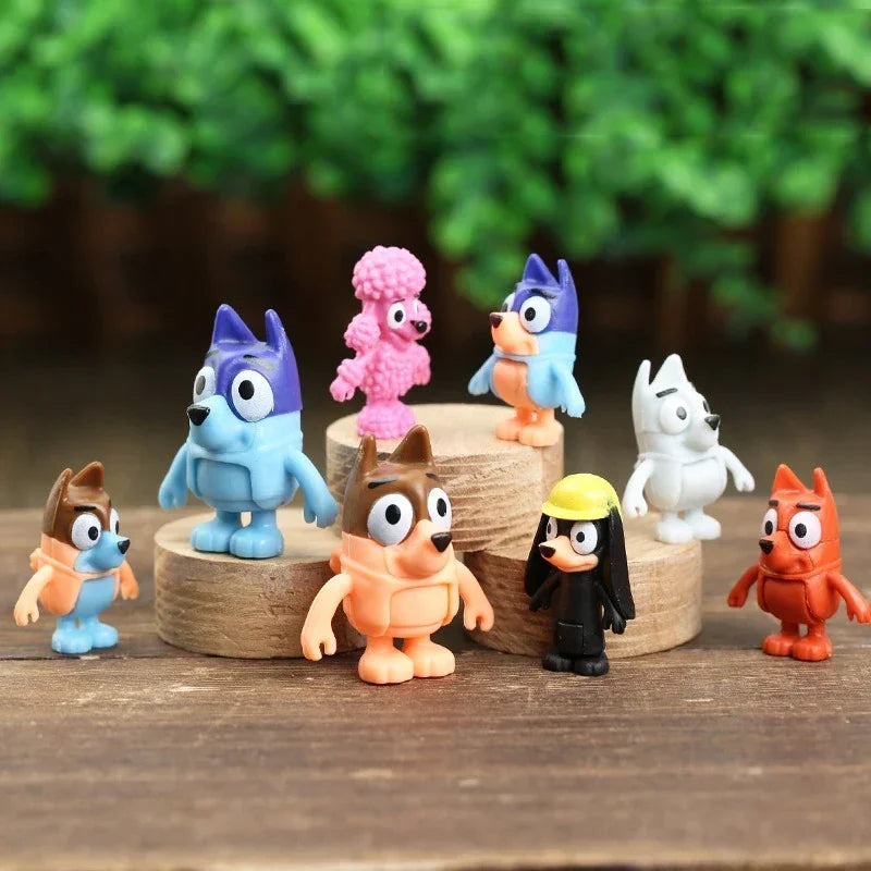 Bluey Bingo Family Figure Cartoon Anime Bluey Whole PVC Action Model Figurine Pendant Children Toys Gifts 8-10pcs/set