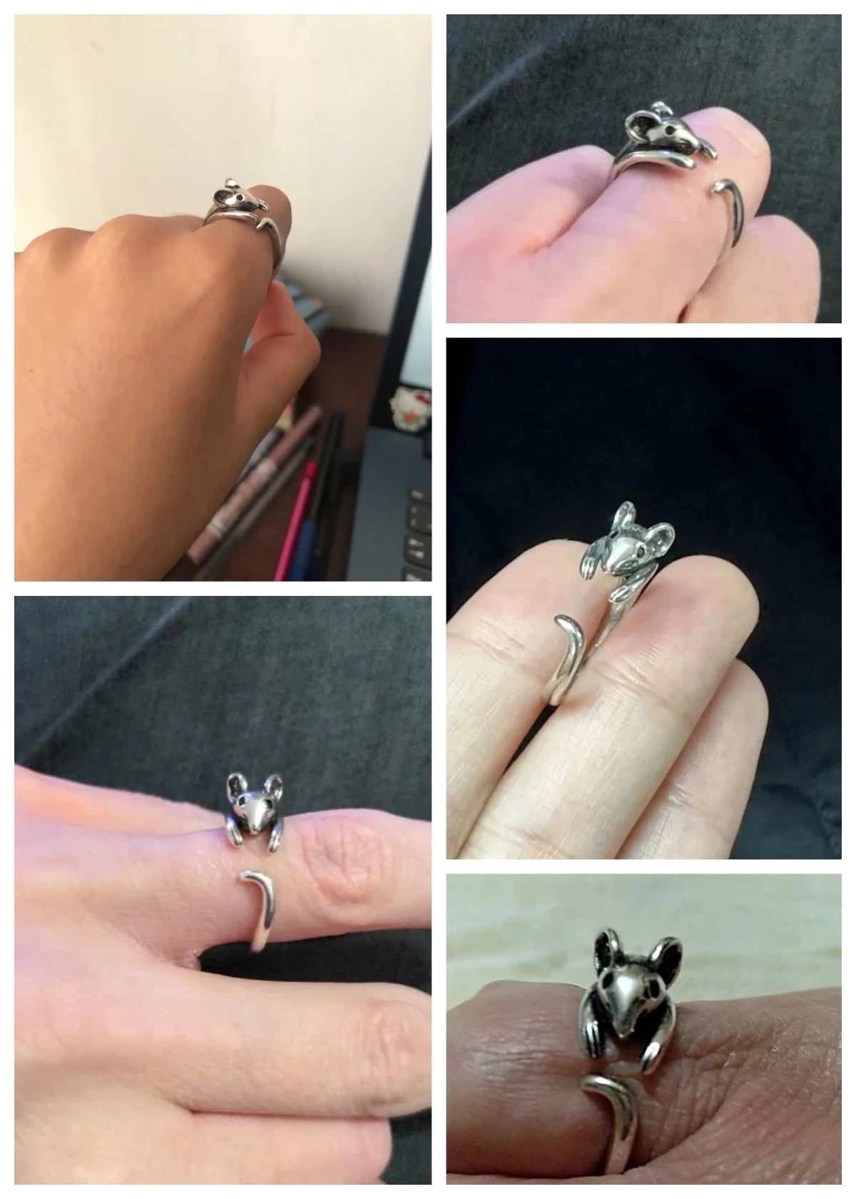 Cute Open resizable Rings for Women Antique Silver Look Modern Fashion Girls Finger Accessories Hip Hop Party Jewelry