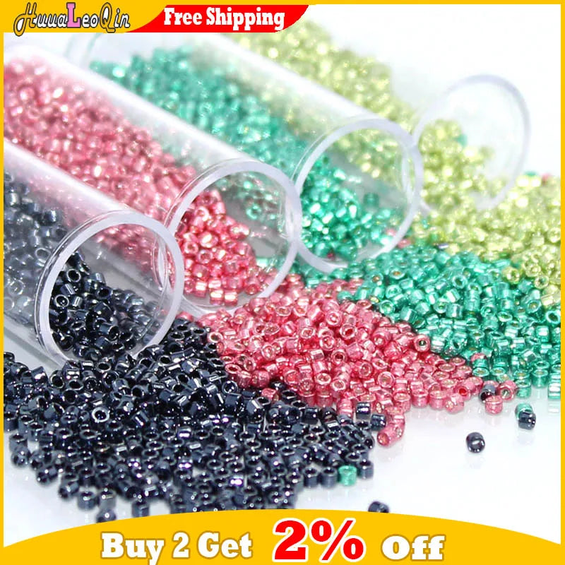 2000pcs 11/0 1.3*1.6mm Generic Metallic Color Glass Beads Japanese Uniform Loose Spacer Seed Beads for Jewelry Making DIY Sewing