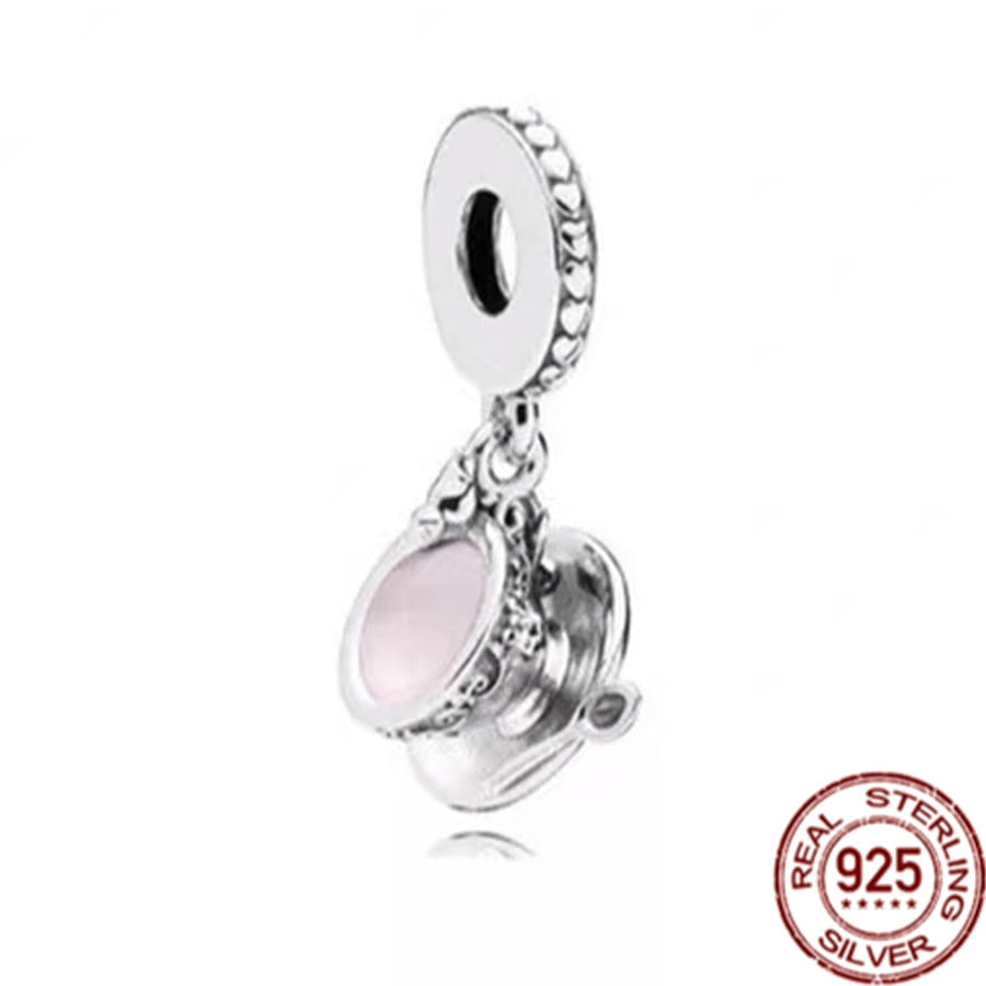 925 Sterling Silver Firefly Balloon Bubble Tea & Teddy Dangle Bear Charm Bead Fit Original Pandora Bracelet DIY Jewelry Gift