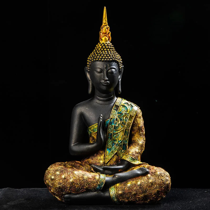 Thailand Buddha Statue Large  Buda Buddha Sculpture Green Resin Hand Made Buddhism Hindu Fengshui Figurine Meditation Home Decor