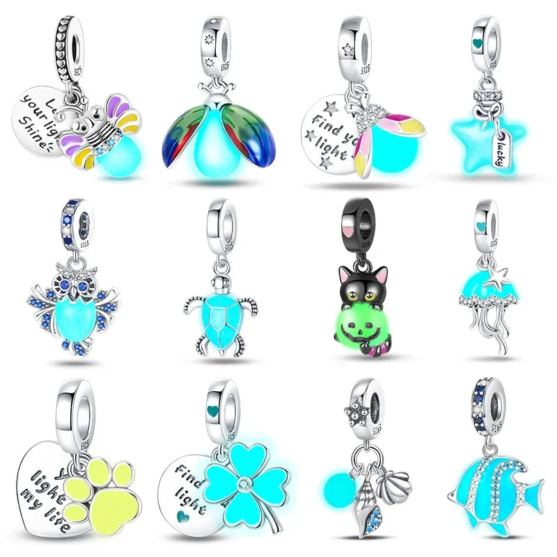 925 Sterling Silver Charms Pendants Fit Charm Bracelet Silver 925 Original Bead Charms for Jewelry Making Gift