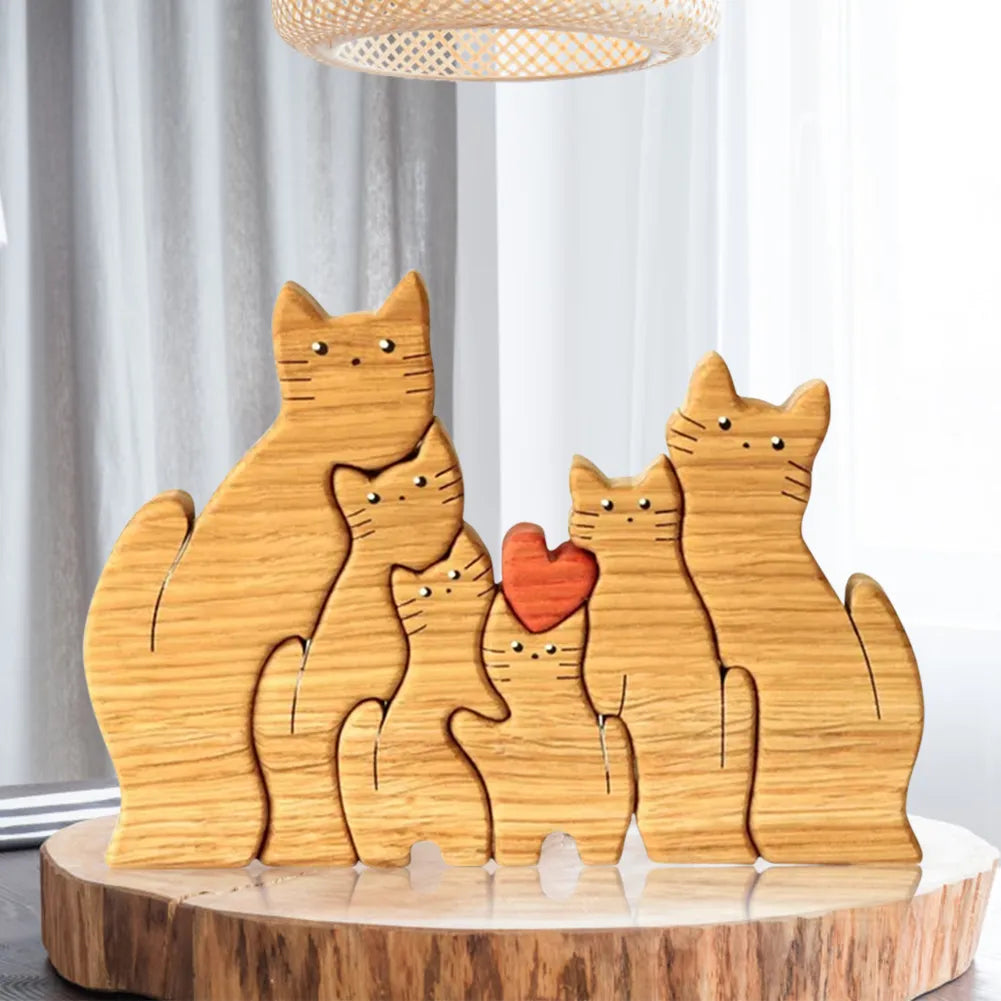 Wooden Personalised Bear Family Theme Art Puzzle DIY Family Name Puzzle Desktop Ornament Home Deco Customized Gift For Family