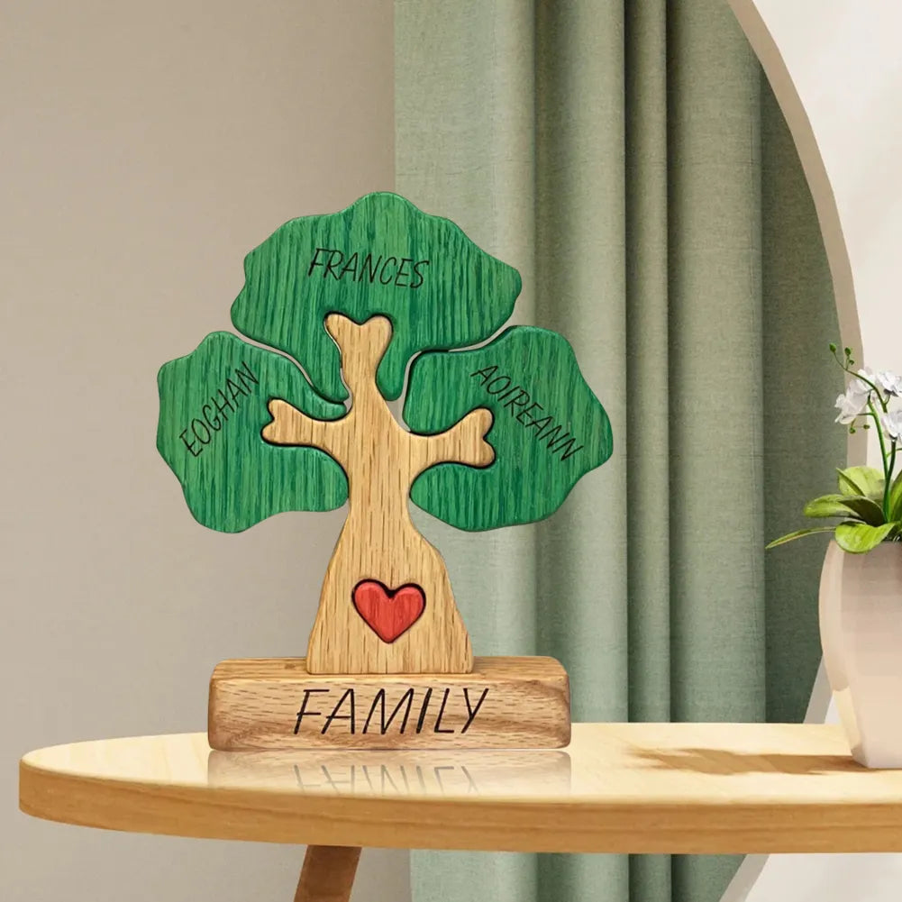 Wooden Personalised Bear Family Theme Art Puzzle DIY Family Name Puzzle Desktop Ornament Home Deco Customized Gift For Family