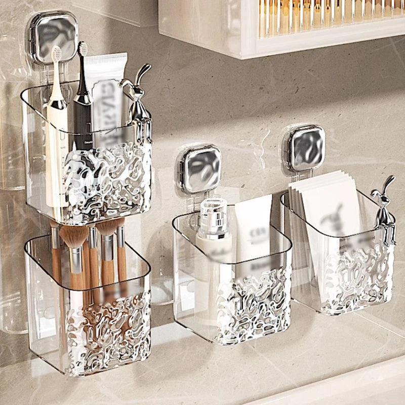 Transform Your Bathroom Oasis: Chic Glacier Pattern No-Punch Shower Caddy & Organizer