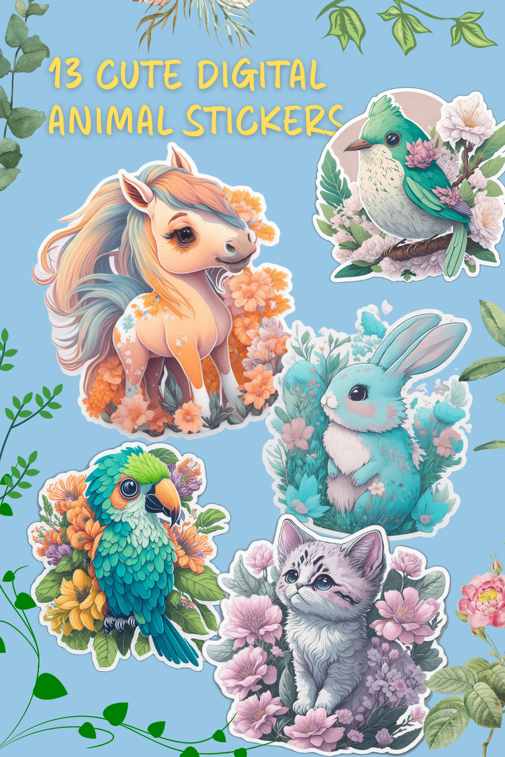 13 Cute Digital Animal Stickers