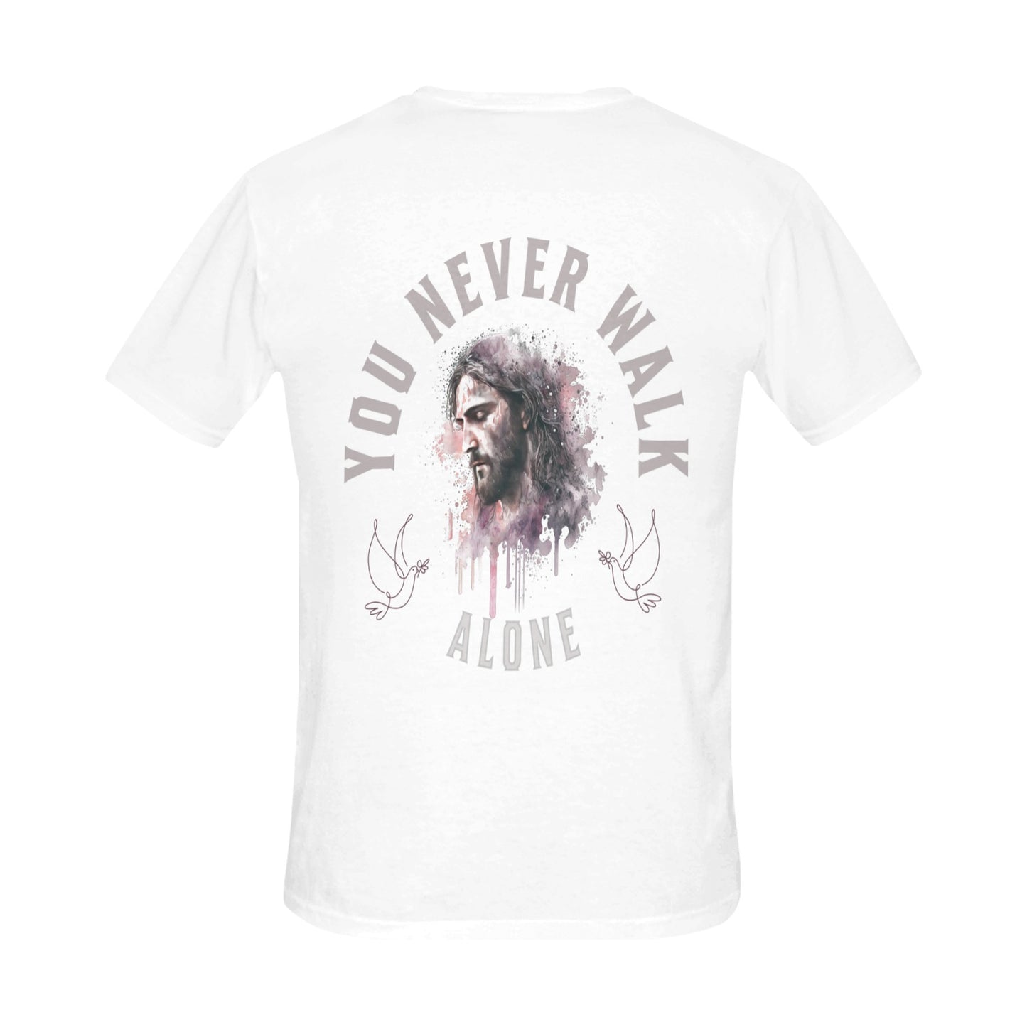 You Never Walk Alone Men's All Over Print T-shirt (USA Size) (T40)(Collar solid color) Jesus