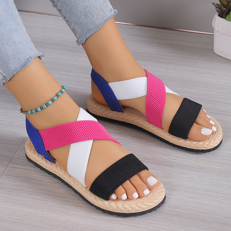 Flat Student Roman Shoes Soft Bottom Cross Plus Size