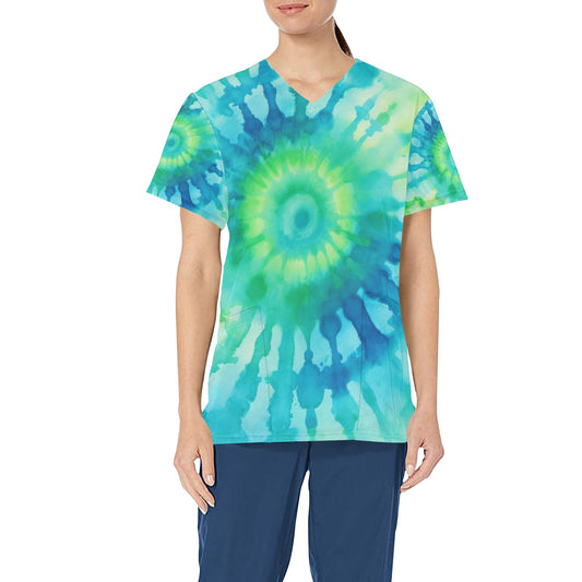 All Over Print Tie-Dye T-Shirt in the Colours of the Sea.