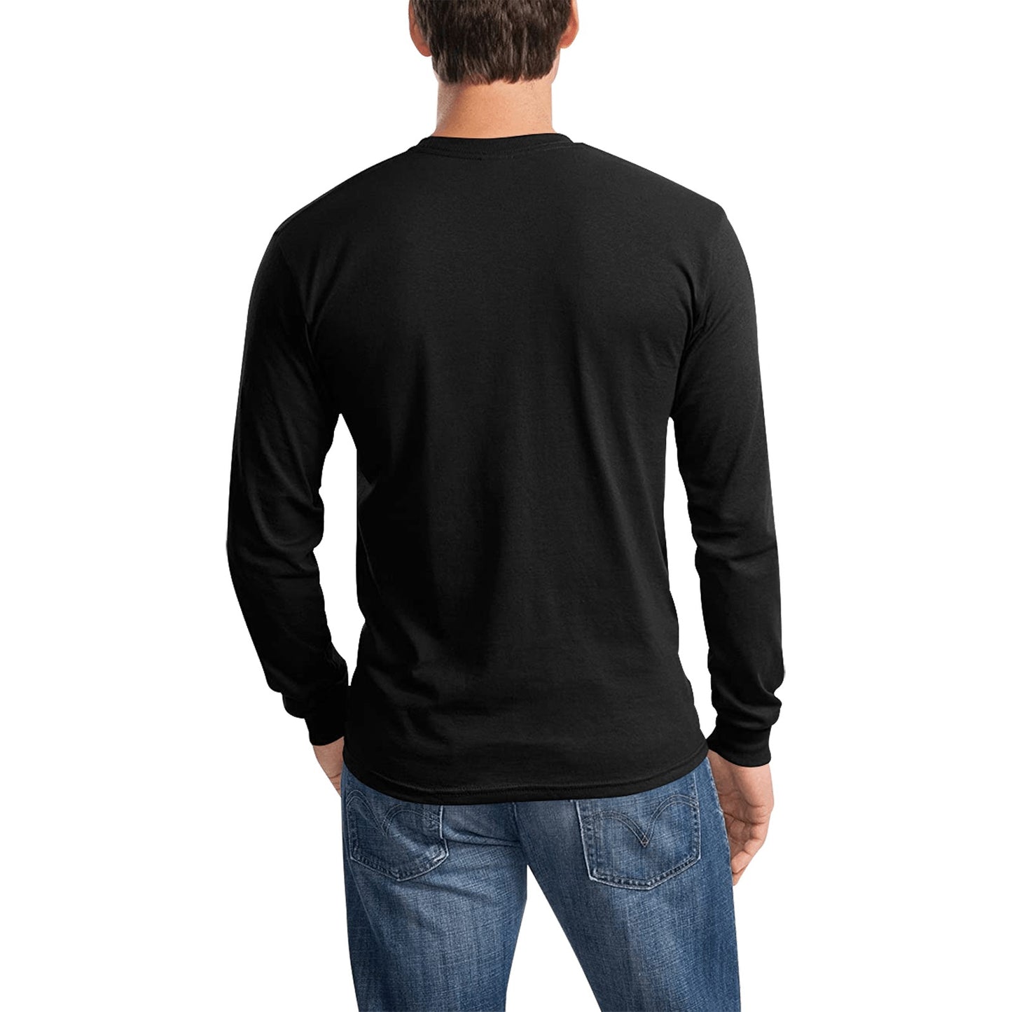 Metamorphosis in Style: Men's Black Long Sleeve T-Shirt with Butterfly Design - Transform