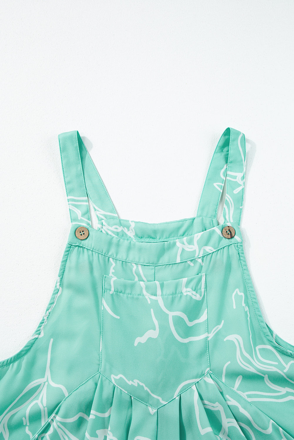 Moonlight Jade Printed Bib Wide Leg Overalls