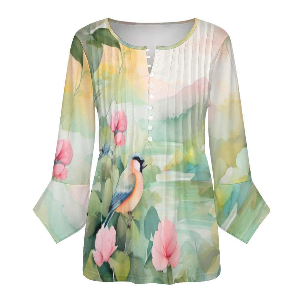 Women's ruffled petal sleeve top Spring 24 Design