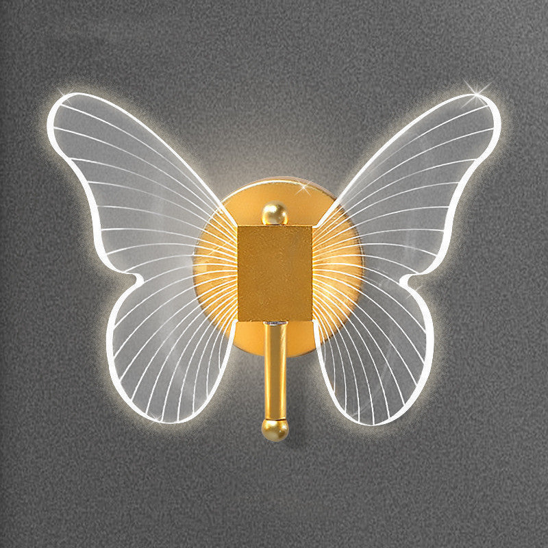 Luxury Butterfly Wall Lamp: Warm Bedside Decoration