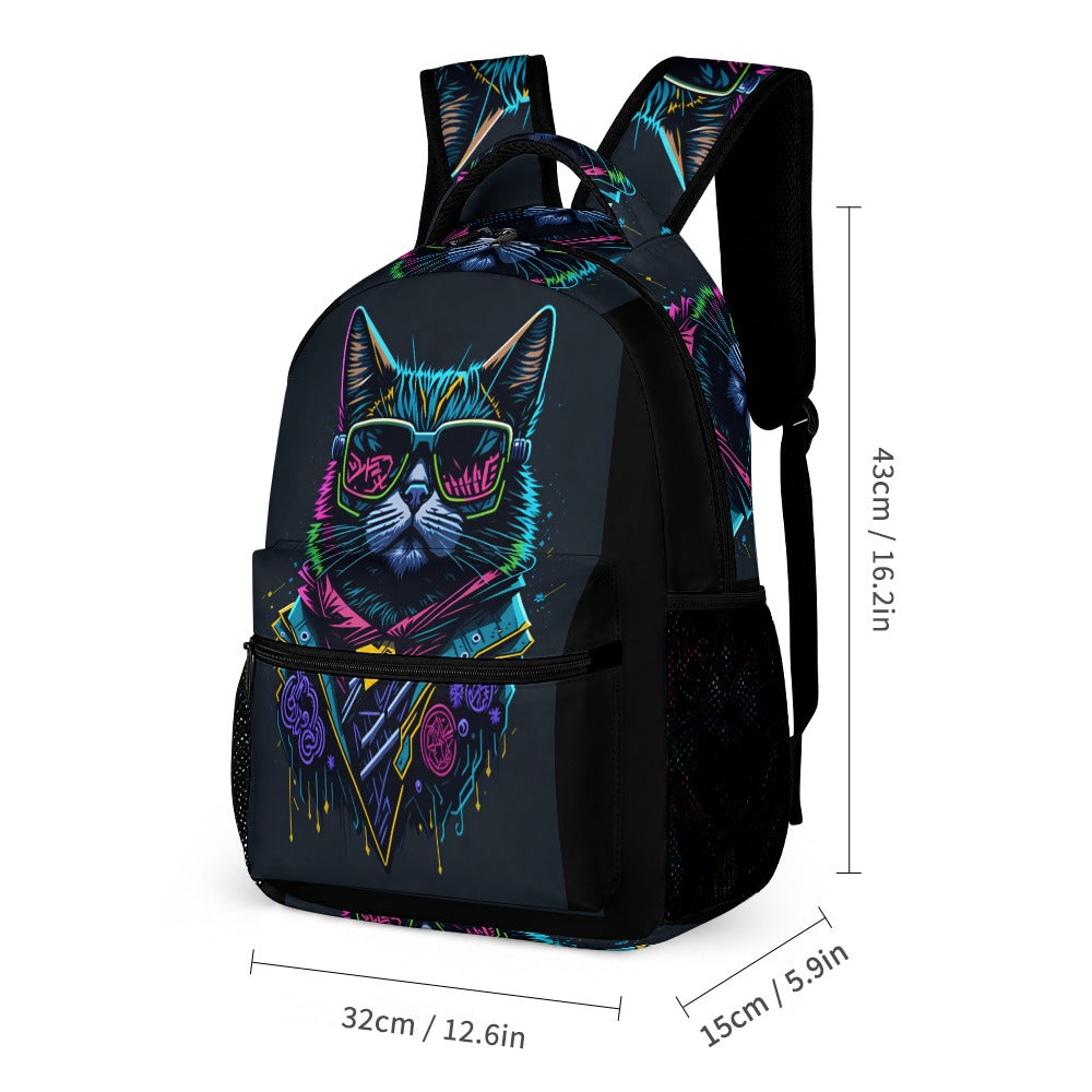 Backpack Cool Cyber Cat Three piece set combination