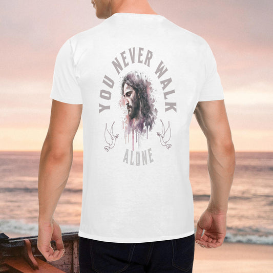 You Never Walk Alone Men's All Over Print T-shirt (USA Size) (T40)(Collar solid color) Jesus