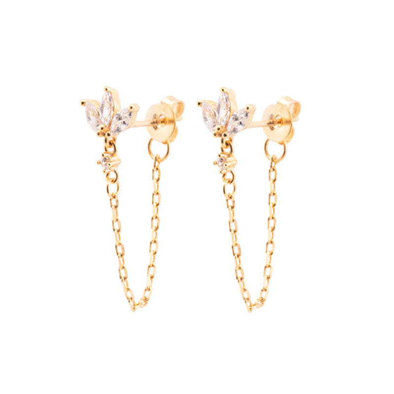 Artificial Gem Women's Ins Style Ear Chain Earrings