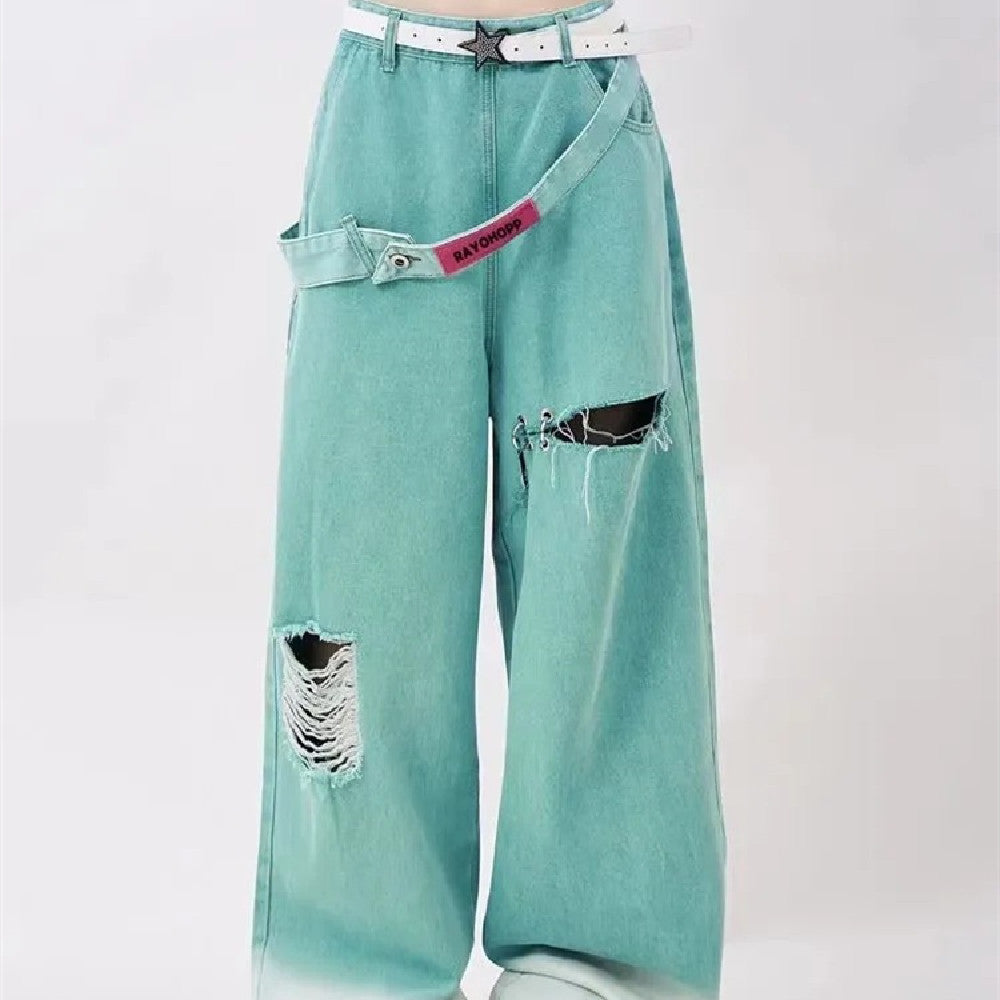 American Retro Tattered Jeans Jeans