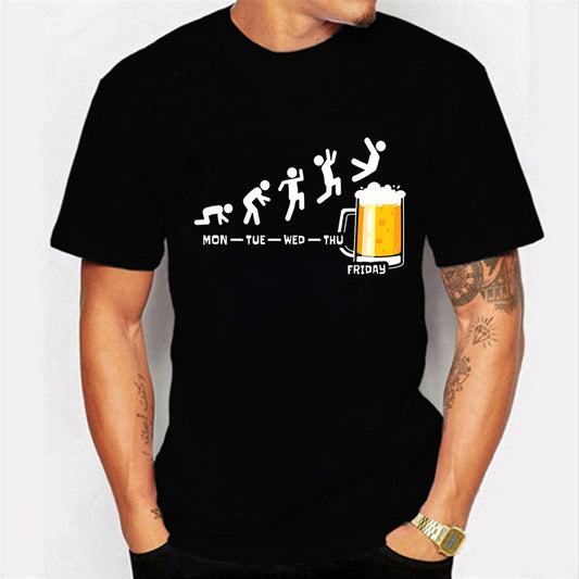 Funny Men's T-shirt Weekend Casual Friday Beer Casual