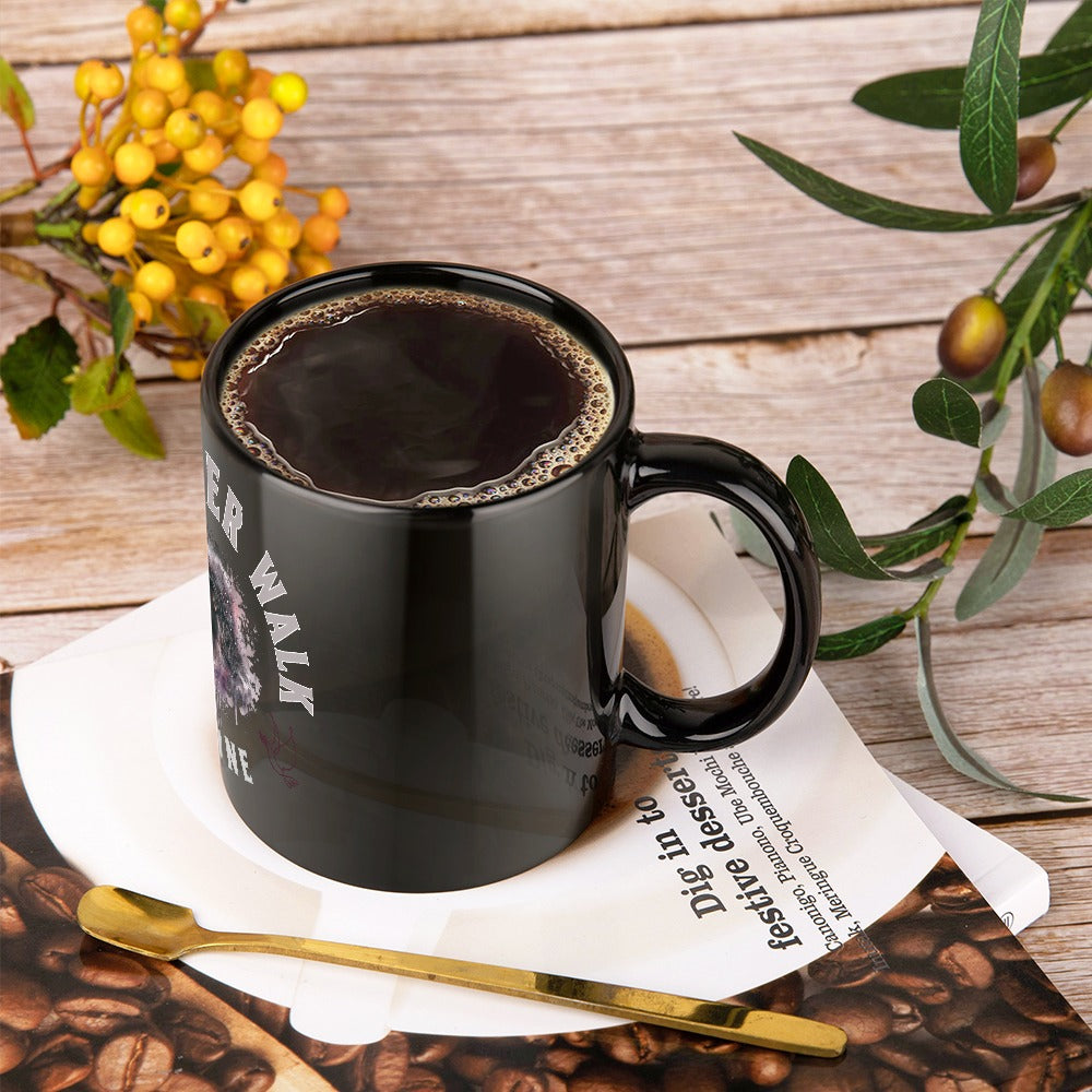 Black Mug "You Never Walk Alone" With Jesus´Face