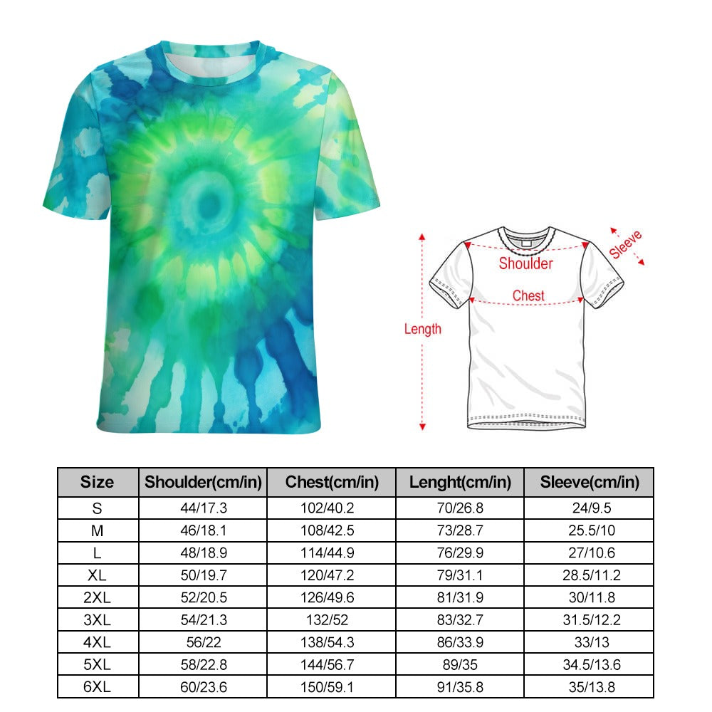 Women's Fully Print T-Shirt Blue and Green Tie-Dye