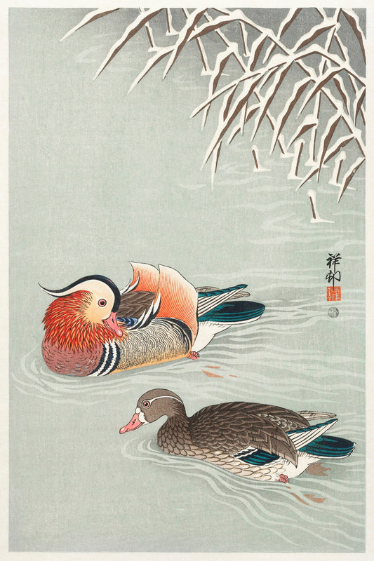 Mandarin Ducks (1925 - 1936) by Ohara Koson (1877-1945). Original from The Rijksmuseum Digital Download