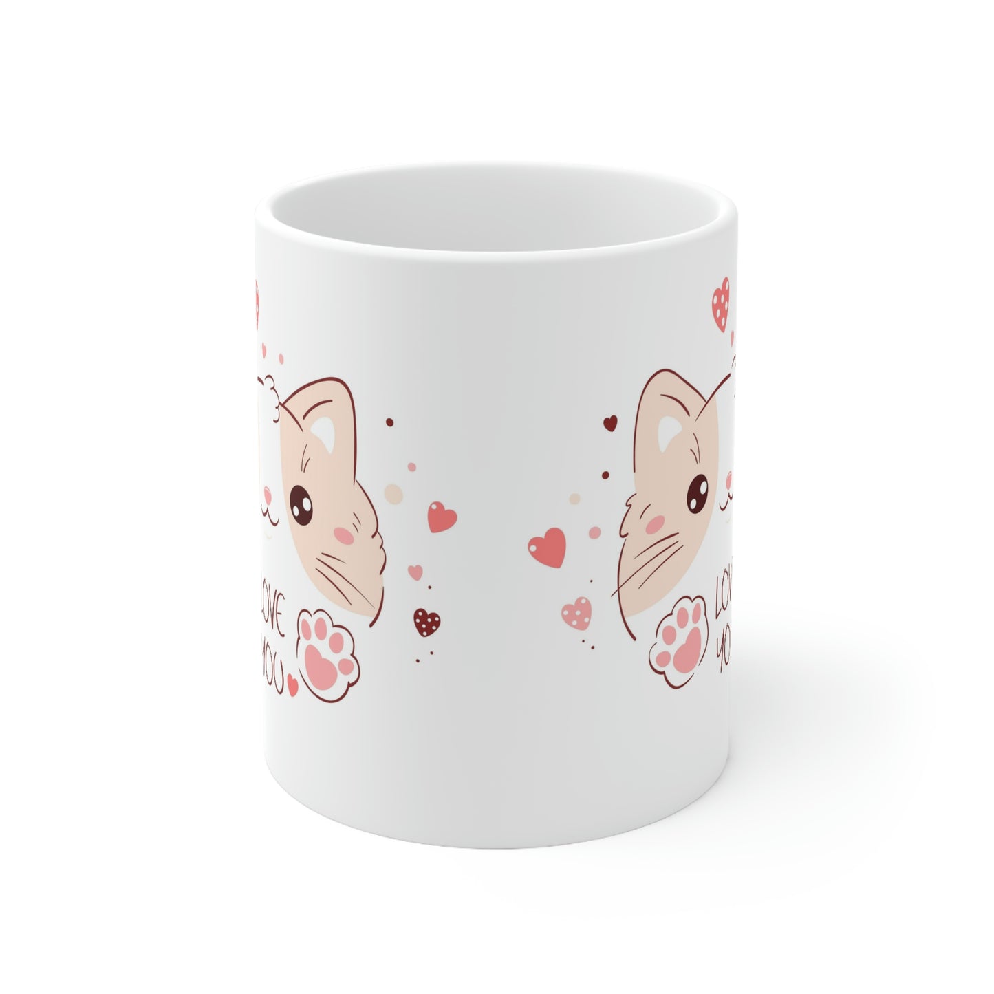 Ceramic Mug 11oz With A Cute Kitten Design - ILove You