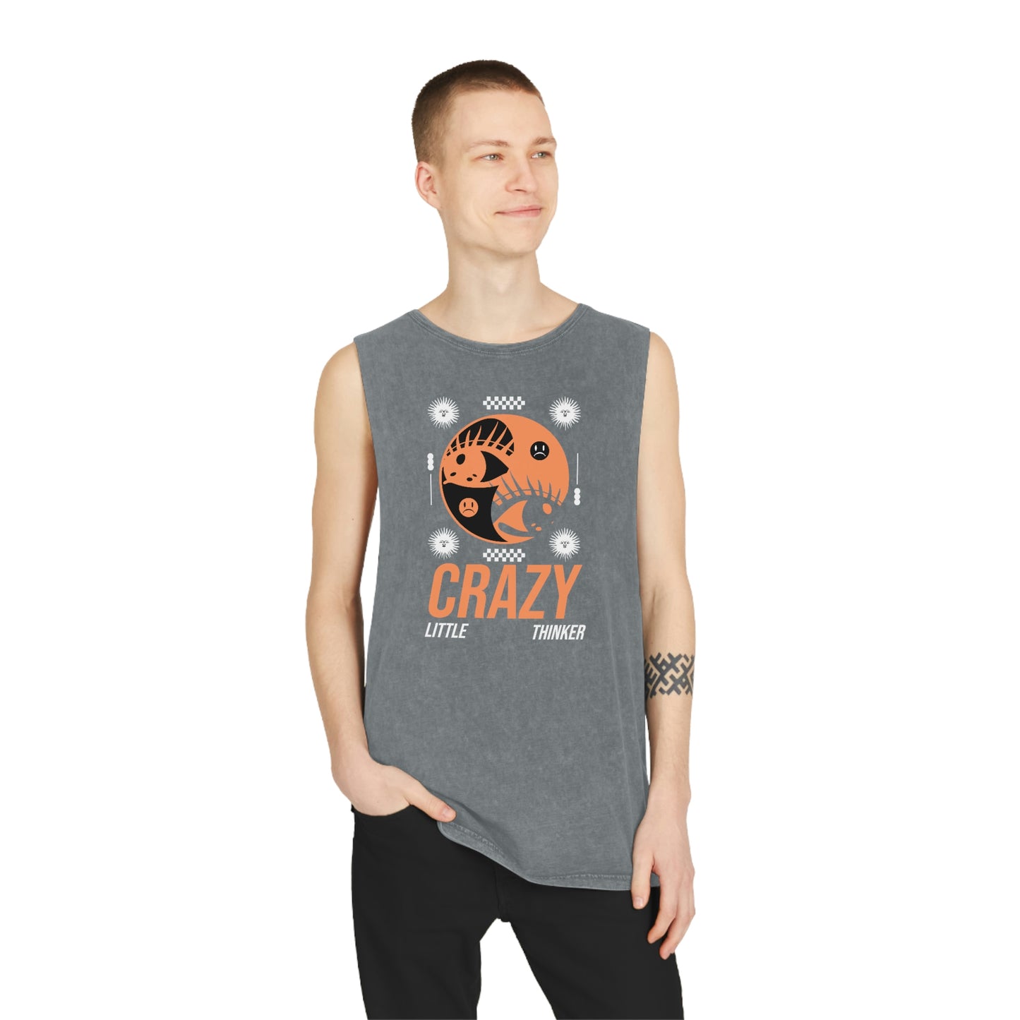 Unisex Stonewash Tank Top Crazy Little Thinker