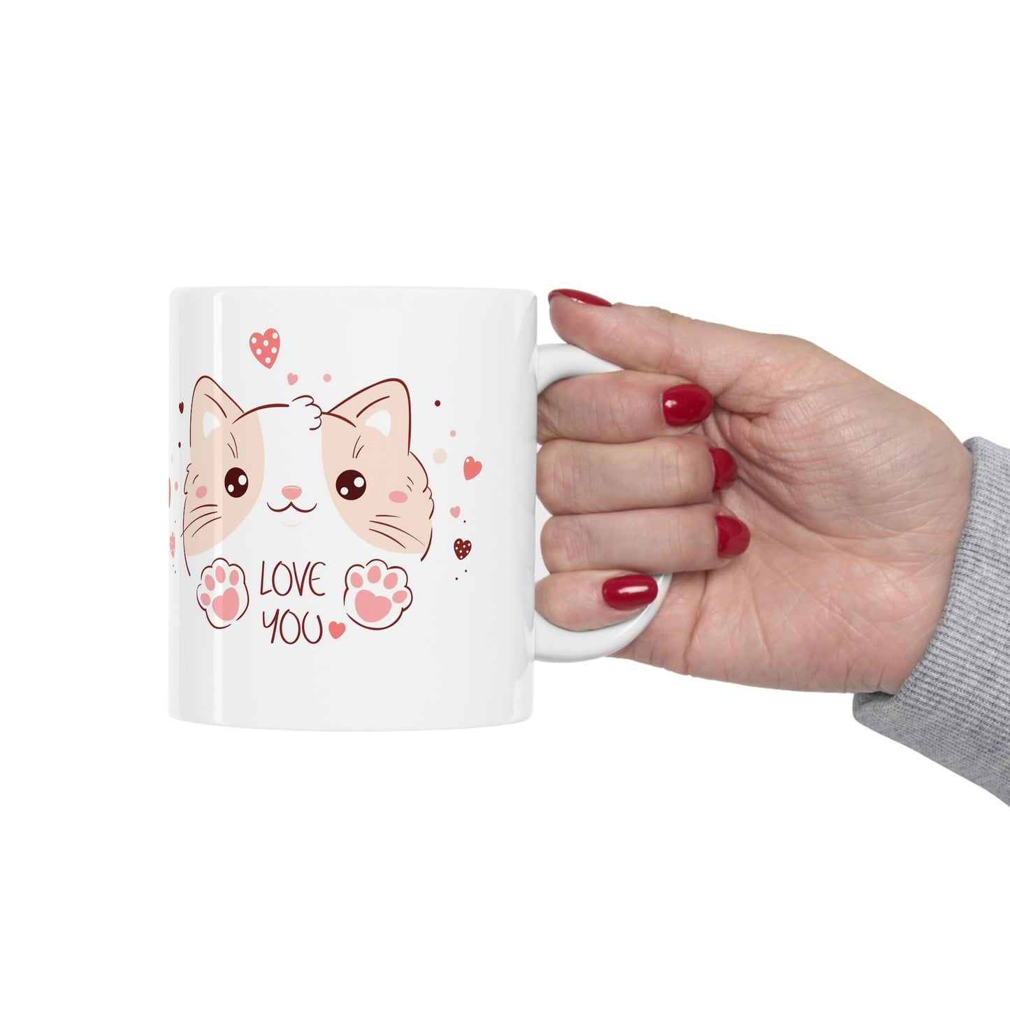 Ceramic Mug 11oz With A Cute Kitten Design - ILove You