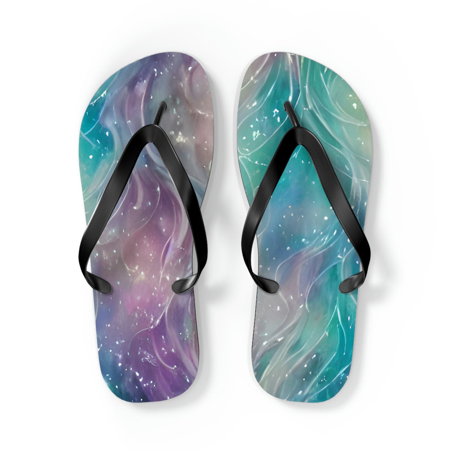 Flip Flops with Turquoise and Pink Design