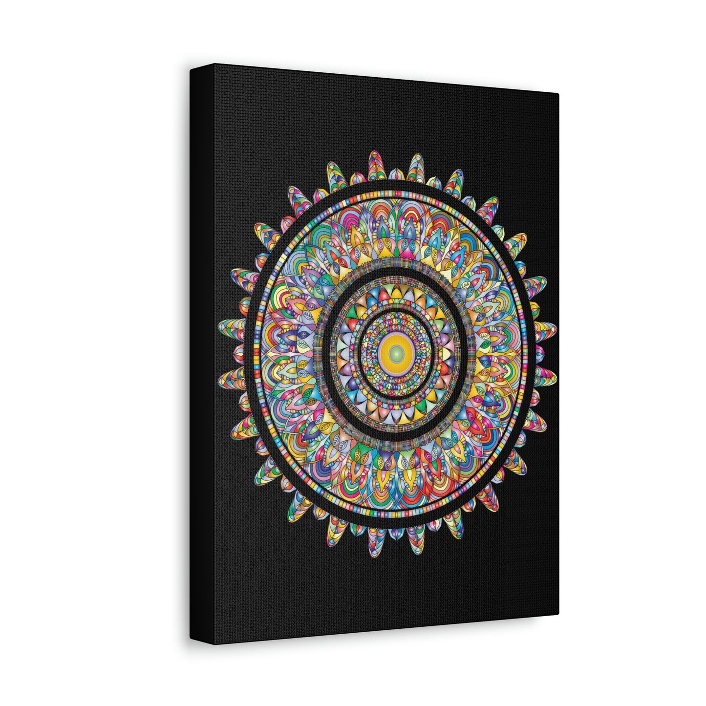 Beautiful Colorful Mandala Wall Art Satin Canvas, Stretched