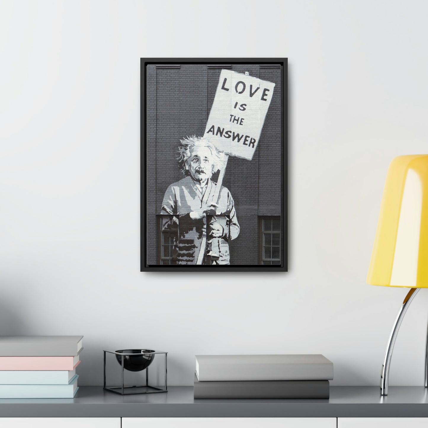 Einstein Love Is The Answer Canvas Print  Framed Gallery Canvas Wraps, Vertical Frame