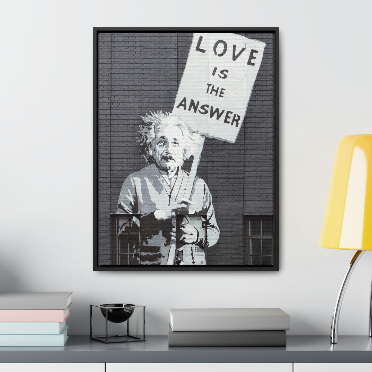 Einstein Love Is The Answer Canvas Print  Framed Gallery Canvas Wraps, Vertical Frame