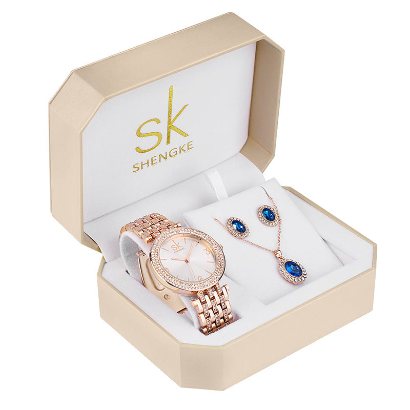 Watch Set Three-piece Rose Gold Watch Waterproof