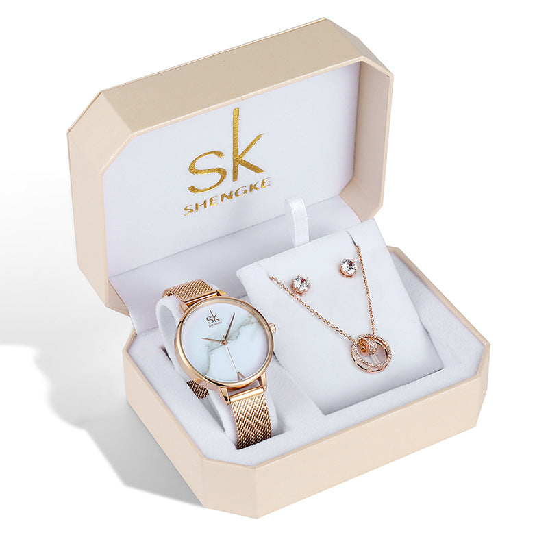 Watch Set Three-piece Rose Gold Watch Waterproof