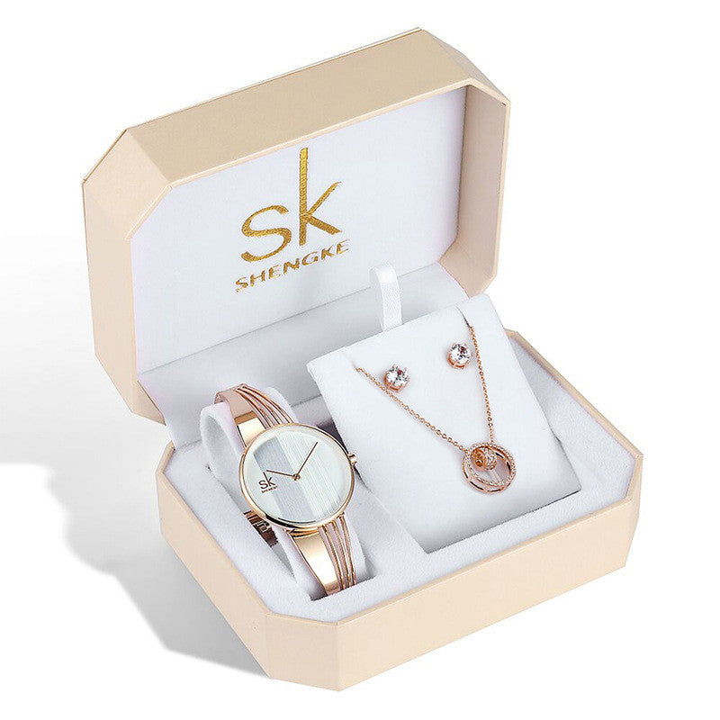 Watch Set Three-piece Rose Gold Watch Waterproof