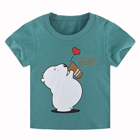 Cute Boys short sleeve T-shirtAdorable Korean-Style Boys' Short Sleeve T-Shirt - Perfect for Summer Fun!