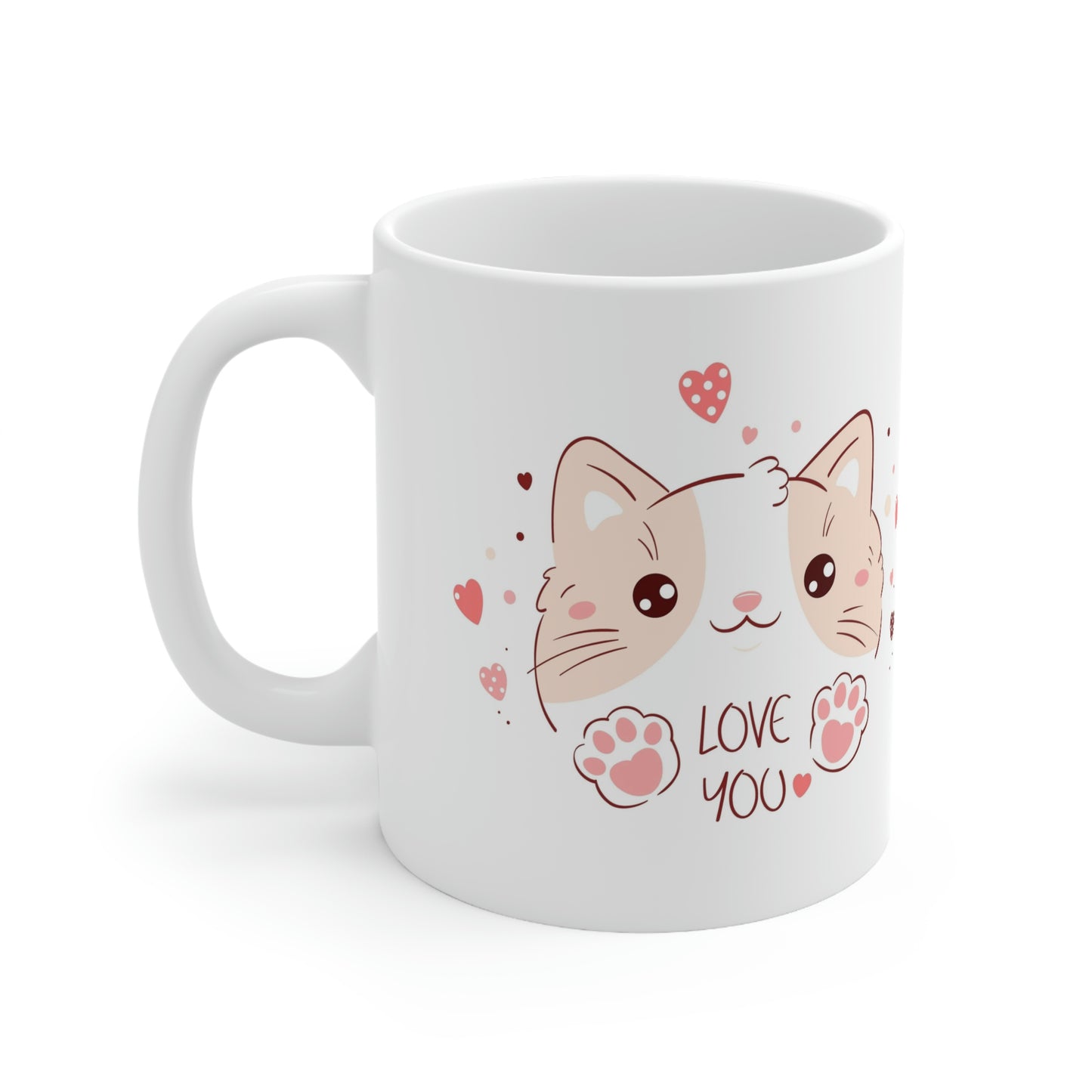 Ceramic Mug 11oz With A Cute Kitten Design - ILove You