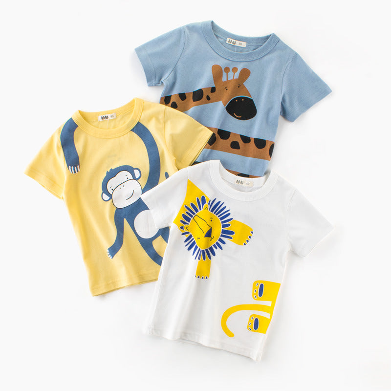 Boy's and Girl´s short sleeve T-shirt with Cartoon Animal Print