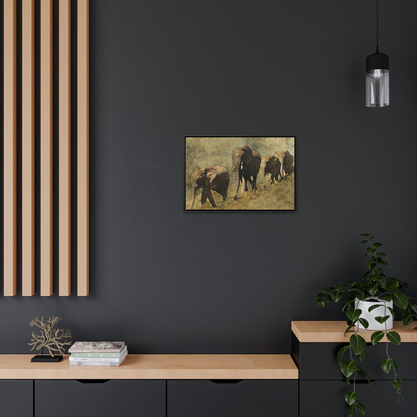 Elephant Family Gallery Canvas Wraps, Horizontal Frame