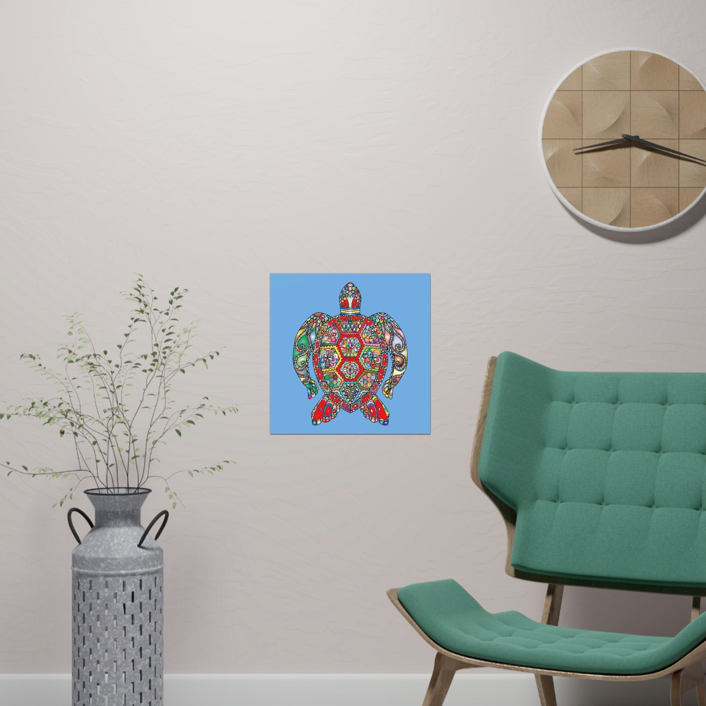 Matte Paper Poster Multicolor Mandala Turtle