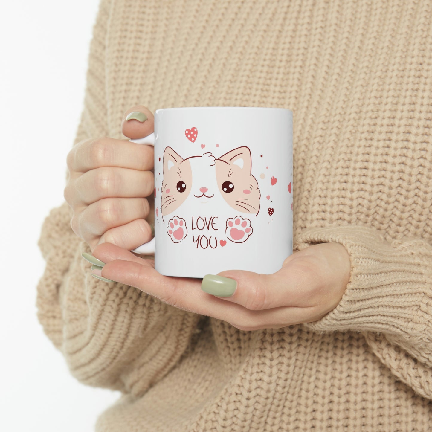 Ceramic Mug 11oz With A Cute Kitten Design - ILove You