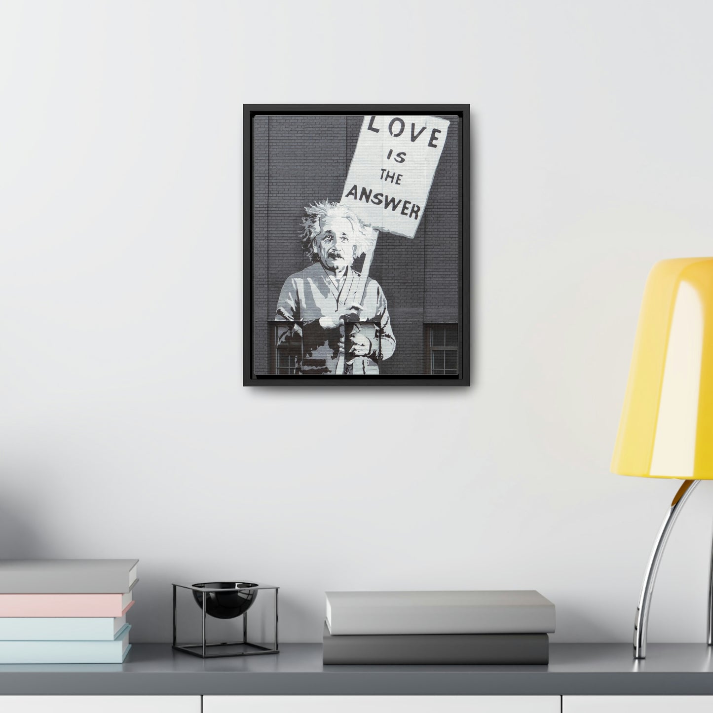 Einstein Love Is The Answer Canvas Print  Framed Gallery Canvas Wraps, Vertical Frame