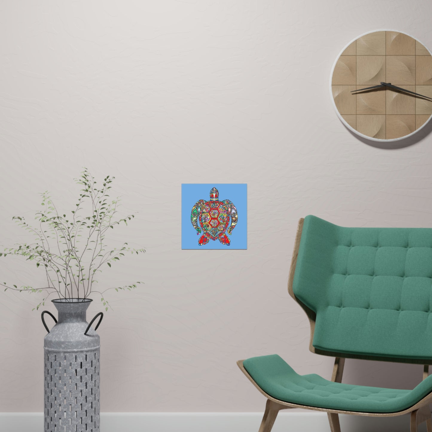 Matte Paper Poster Multicolor Mandala Turtle