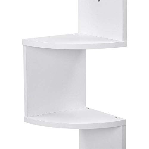 BAKAJI Libreria Scaffale Mensole da Parete Angolare Design Moderno in Melamina Effetto Legno con 5 Ripiani ad Angolo Dimensioni 123 x 20 cm (Bianco)