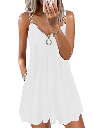 ETCYY Sundresses for Women 2024 Sexy Sleeveless V Neck Spaghetti Strap Summer Dresses with Pockets